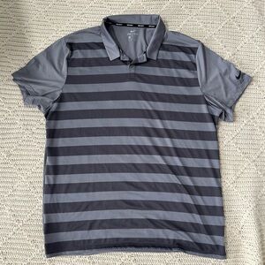 Nike Men's Dark Gray Striped Polo Shirt